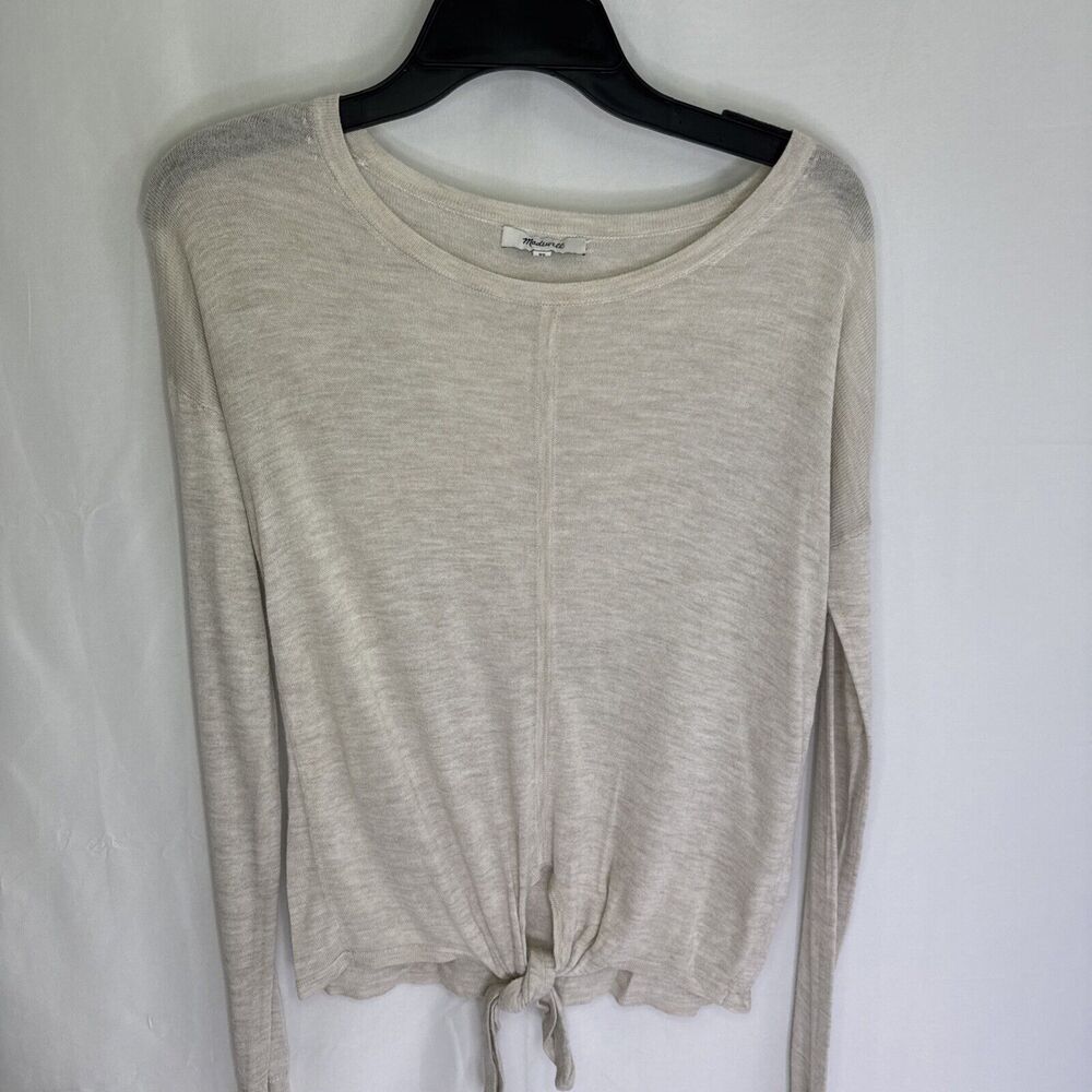 Madewell Modern Tie Front Long Sleeve Sweater‎ Cream Size XS